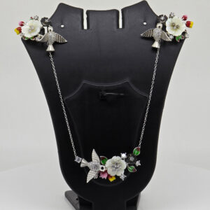 Silver MOP Flower Nacklace Set 92.5