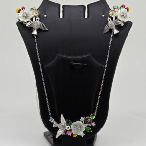 Silver MOP Flower Nacklace Set 92.5