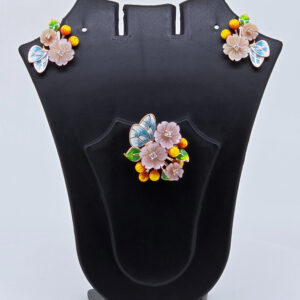 Silver MOP Flower Pendant Set 92.5