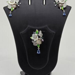 Silver MOP Flower Pendant Set 92.5