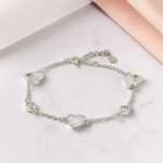 Multi Heart - Mother of Pearl CZ Silver Bracelet