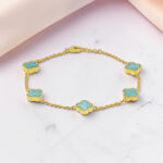 Gold Plated Clover Turquoise Bracelet 92.5 Silver