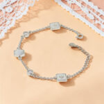 Geometric Heart - Mother of Pearl CZ  Silver Bracelet