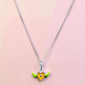 Kids Silver Heart with Wings Pendant