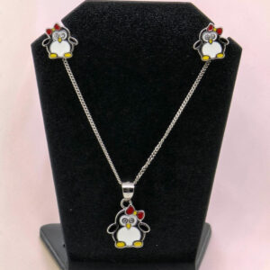 Kids Penguin Pendant Set  Silver 925