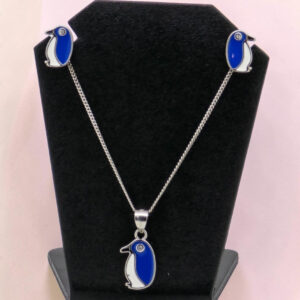 Kids Penguin Pendant Set Silver 92.5