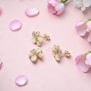 Flower Pendant and Earrings Set Silver 925