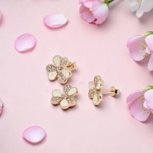 Flower Mother Of Pearl Pendant Set Silver 925