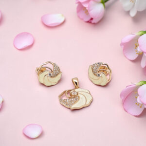 Silver Mother Of Pearl Pendant and Earrings Set