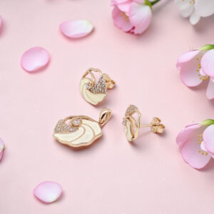 Silver Mother Of Pearl Pendant and Earrings Set
