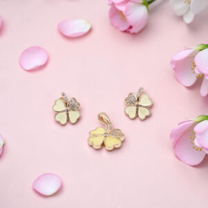 Silver 925 Mother of Pearl Clover Pendant Set