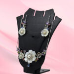 Mother of Pearl Flower Pendant Set Silver 925