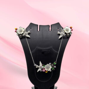 Sterling Silver Mother Of Pearl Pendant and Earrings Set