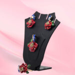Red Rose Mother Of Pearl Pendant Set Silver 925
