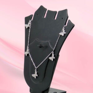 Sterling Silver CZ Butterfly Necklace Set