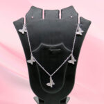 Sterling Silver CZ Butterfly Necklace Set