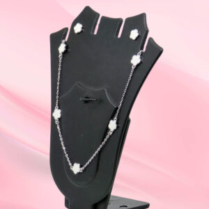 Sterling Silver Flower Necklace Set