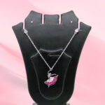 Ballet Dancer CZ Necklace Set Sterling Silver