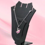 Ballet Dancer CZ Necklace Set Sterling Silver