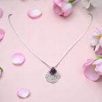 Silver 925 Necklace Set With Red Stones