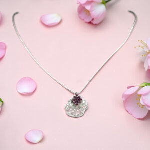 Silver 925 Necklace Set With Red Stones
