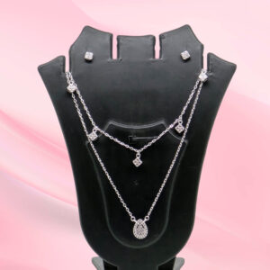 Sterling Silver CZ Necklace Set