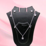 Silver 925 CZ Flower Necklace Set
