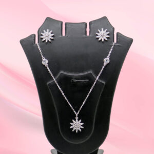 CZ Silver 925 Star Necklace Set