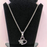 Silver Heart and Butterfly Pendant