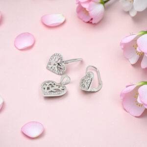 Silver Heart CZ Pendant Set 925