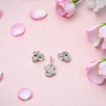 Silver 925 CZ Double Heart Pendant Set