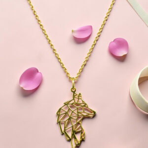 Gold plated Wolf Geometric Pendant  92.5
