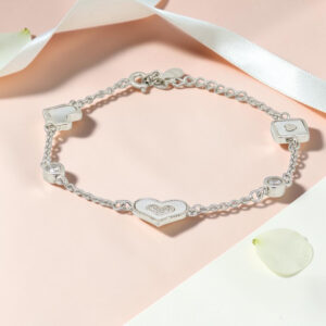 Classic Heart - Mother of Pearl CZ Silver Bracelet