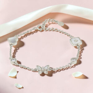 Butterfly Accent Mother of Pearl & CZ Silver Bracelet