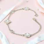 Clover Charm - Mother of Pearl CZ Silver Bracelet
