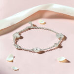 Lock Heart - Mother of Pearl CZ  Silver Chain Bracelet
