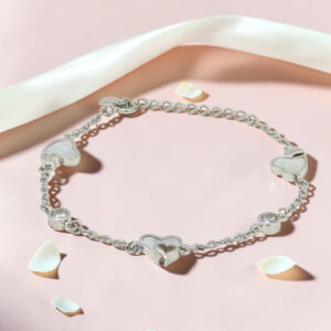 Layered Heart - Mother of Pearl CZ  Silver Bracelet