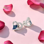 Silver Heart Earrings with Blue  Accents