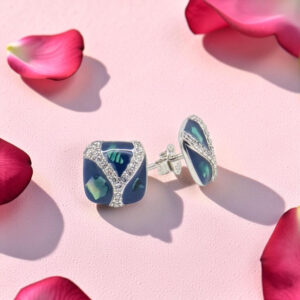 Silver Tops 92.5 Diamond and Enamel Earrings