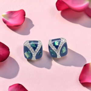 Silver Tops 92.5 Diamond and Enamel Earrings