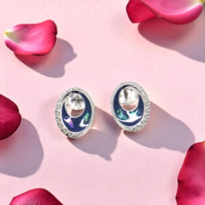 925 Sterling Silver Blue Opal Earrings