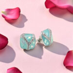 925 Sterling Silver Opal and CZ Stud Earrings