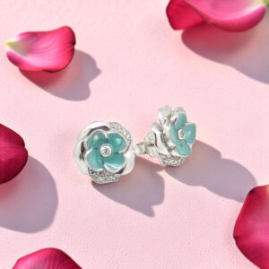 Turquoise Flower Silver Tops 92.5 Earrings