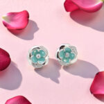 Turquoise Flower Silver Tops 92.5 Earrings