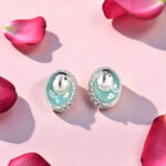 Turquoise Enamel and Crystal Stud Earrings