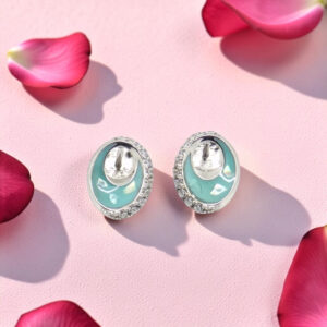 Turquoise Enamel and Crystal Stud Earrings
