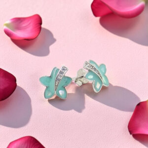 Turquoise Star Stud Earrings Sterling Silver