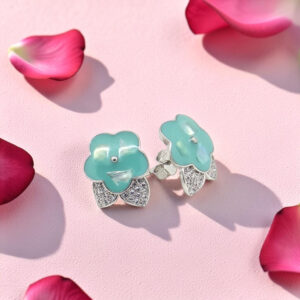 Blue Flower Silver Tops 92.5 Earrings