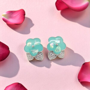 Blue Flower Silver Tops 92.5 Earrings