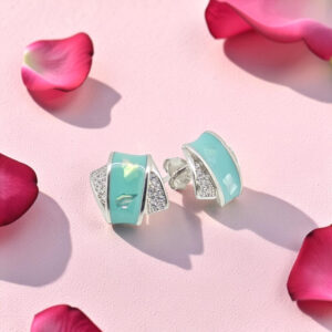 Silver 92.5 Turquoise Inlay Stud Earrings